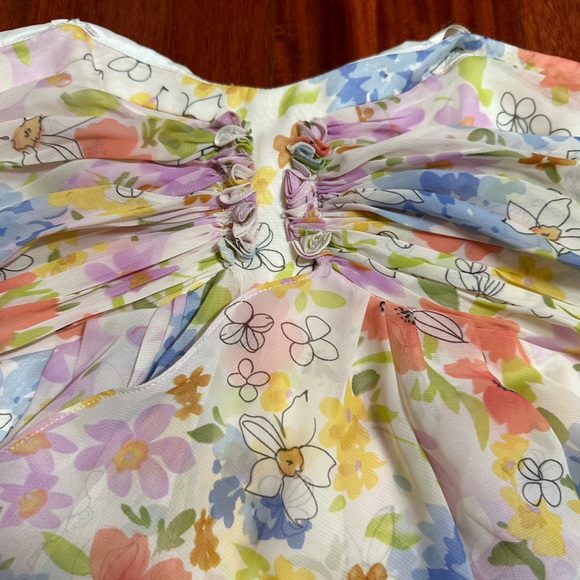 Jill Stuart Floral Draped Chiffon Strapless Micro Mini Or Tunic Top Dress 6 M - Picture 3 of 6